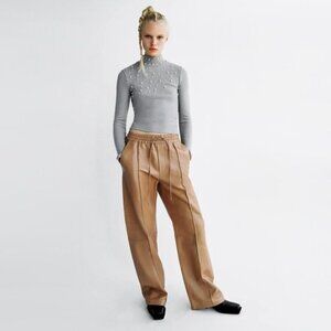 NWT Zara pearl applique high neck sweater top, S